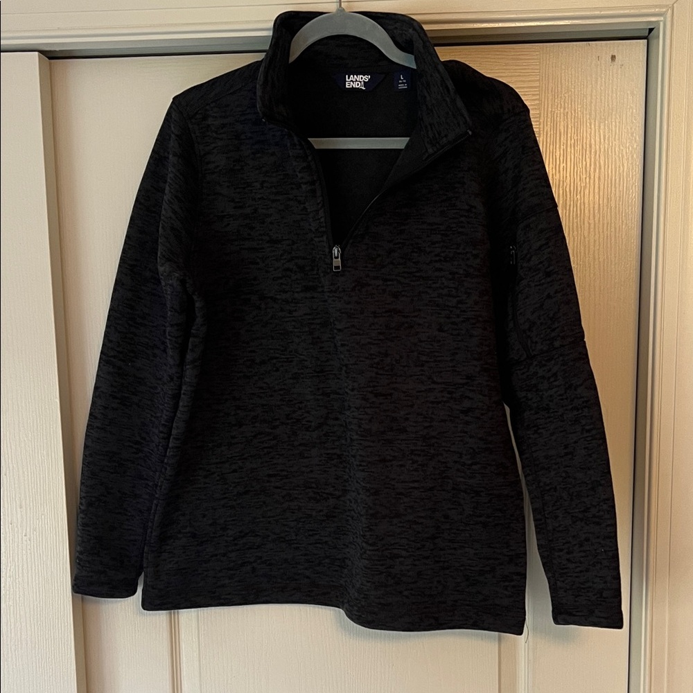 Lands' End L Dark Gray Fleece Pullover